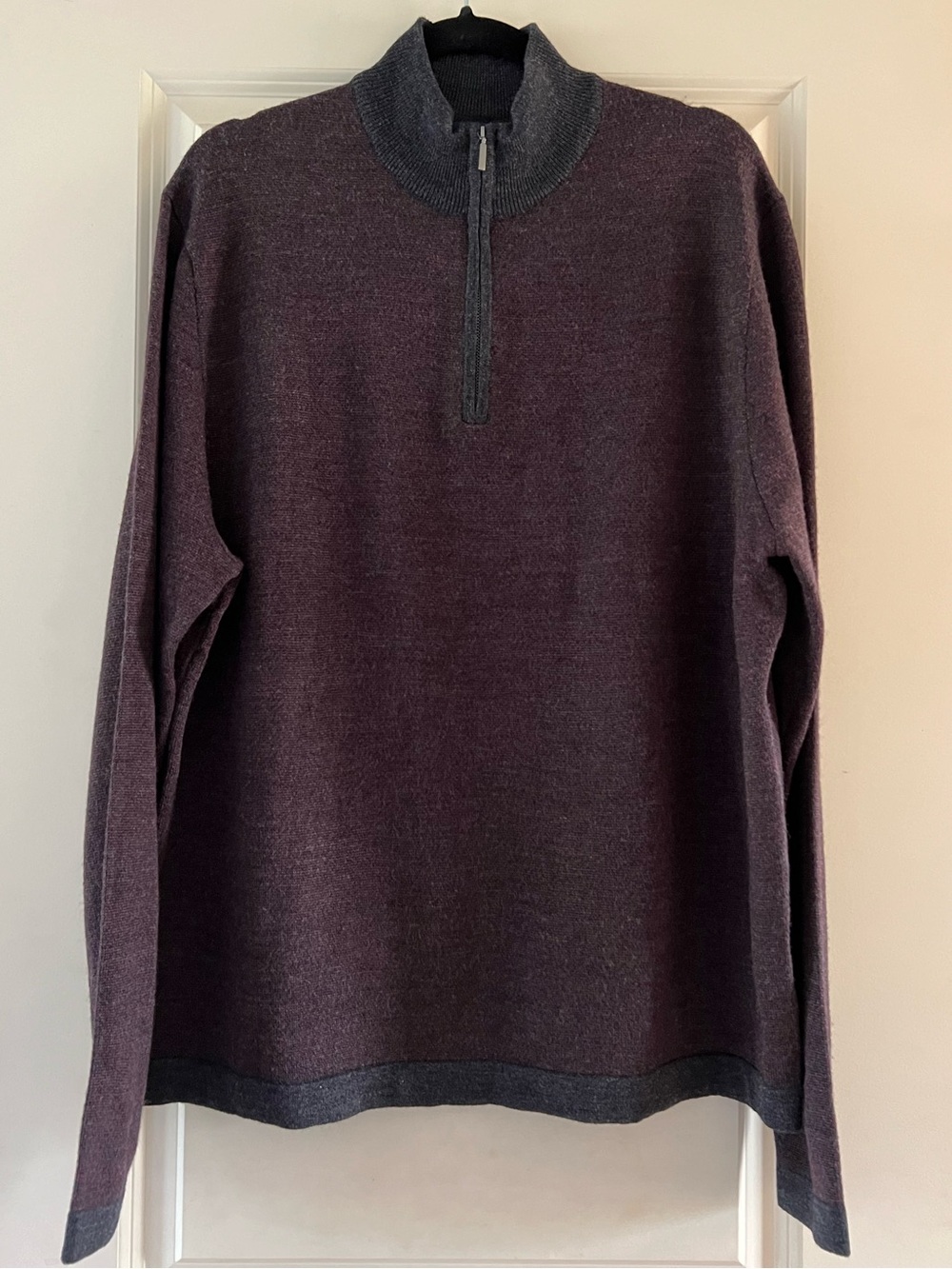 Men's Half-Zip Wool Pullover in Dark Charcoal Plum